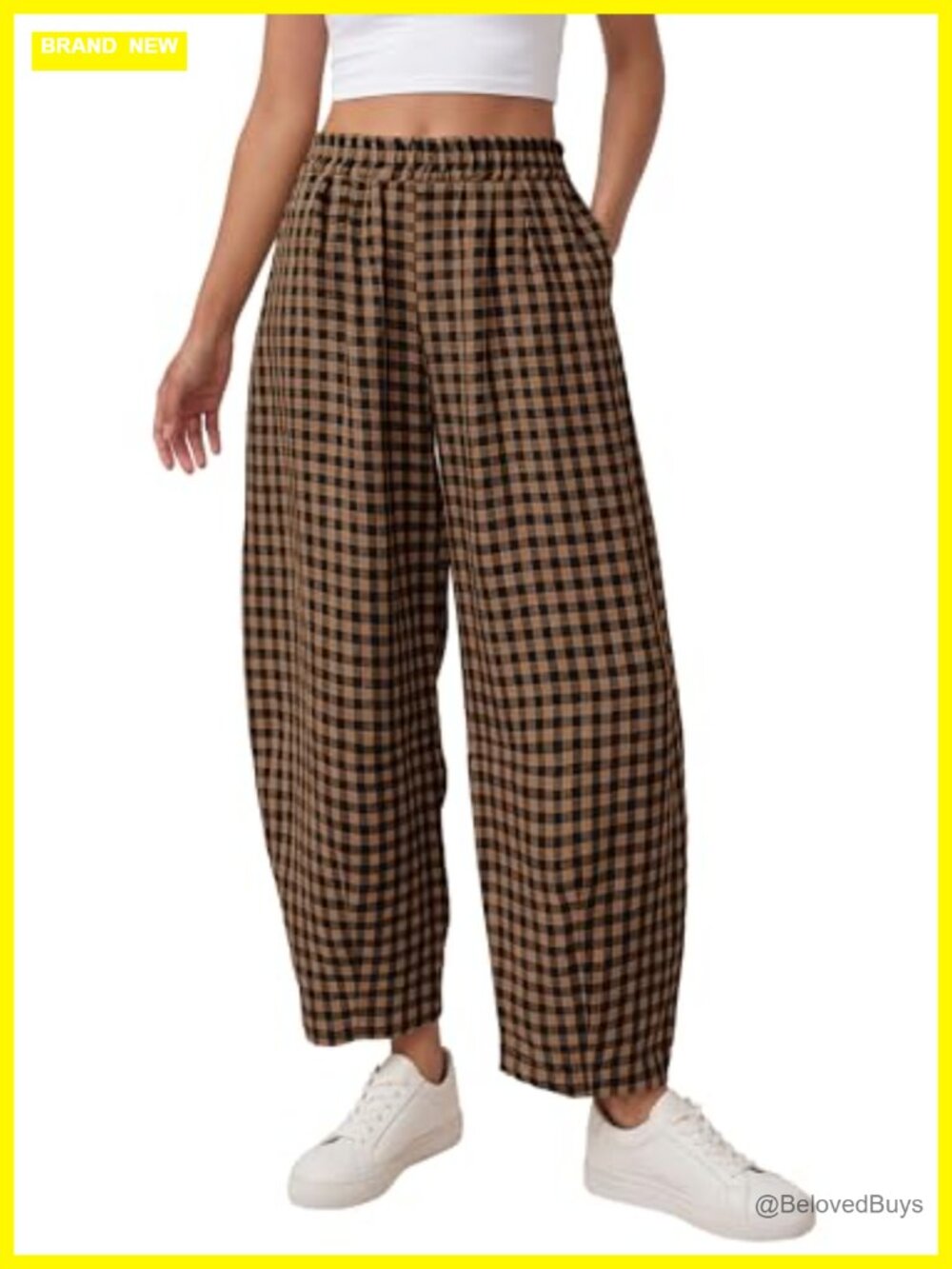 PRETTYGARDEN Plaid Barrel Pants Women Summer Bottoms